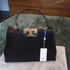 Tory Burch authentic Black Satchel with Gold Accents